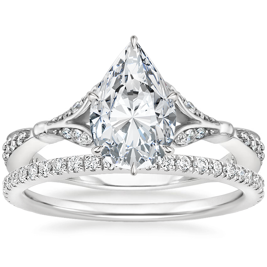 18K White Gold Zinnia Diamond Ring 1 3 ct. tw. with Luxe Ballad Diamond Ring 1 4 ct. tw